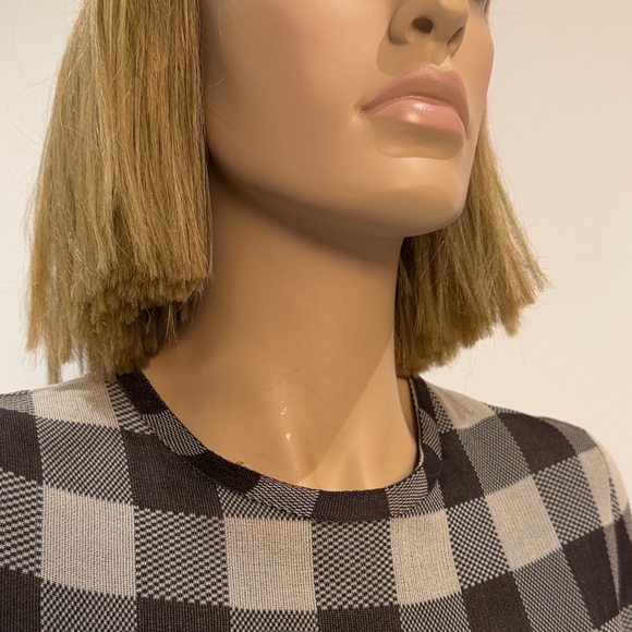 Celine Plaid Shift Dress in Brown and Cream - Women's Dress sz M - Picture 7 of 12